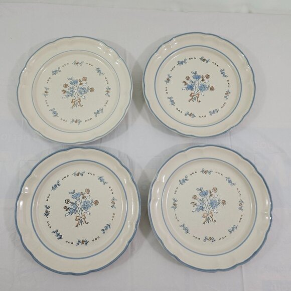 Cordella Bluet Hand Decorated 7 ¾” Stoneware Salad Luncheon Plates – Set of 4 - Picture 10 of 14